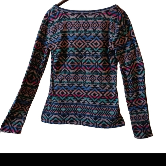 Wet seal aztec southwest multicolor pullover sweater v neck womens large - Picture 2 of 8